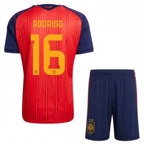 Espanja 2 Stars Rodrigo 16 Pelipaita Koti MM-Kisat 2026 - Lasten Espanja 2 Stars Rodrigo 16 Pelipaita Koti MM-Kisat 2026 - Lasten