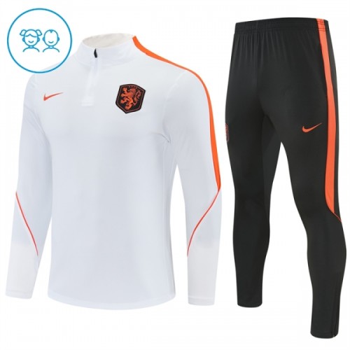Alankomaat Quarter Zip Training Huppari 2026-27 Valkoinen - Lasten Alankomaat Quarter Zip Training Huppari 2026-27 Valkoinen - Lasten